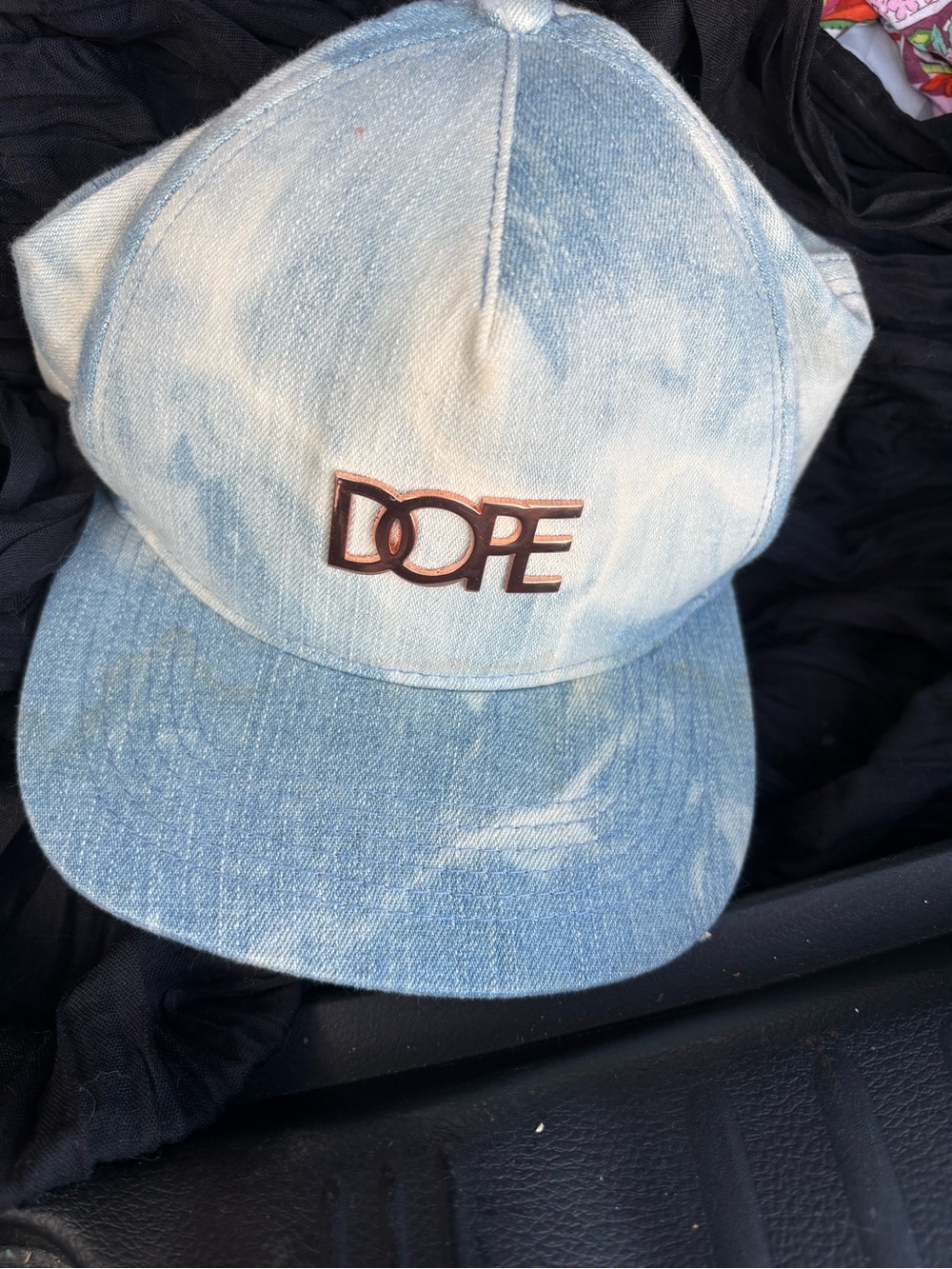 DOPE Two-Tone Light Blue and Black Denim Cap